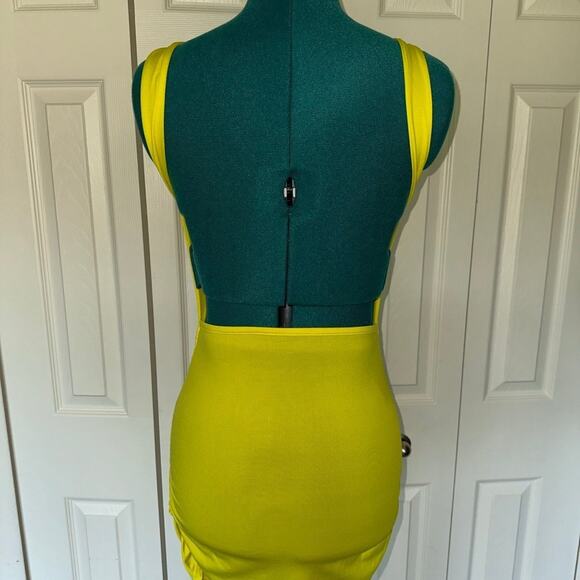 Bright Yellow Mini Backless Dress - Picture 3 of 4